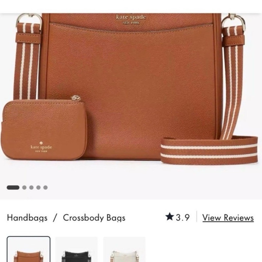 Kate Spade Rosie North South Crossbody Bag with Striped Strap Warm Gingerbread